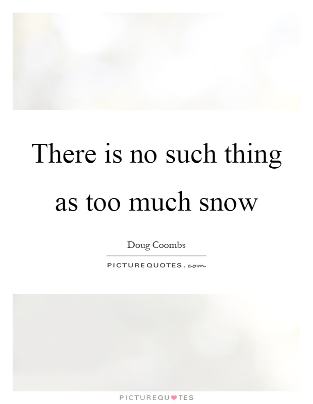 There is no such thing as too much snow Picture Quote #1
