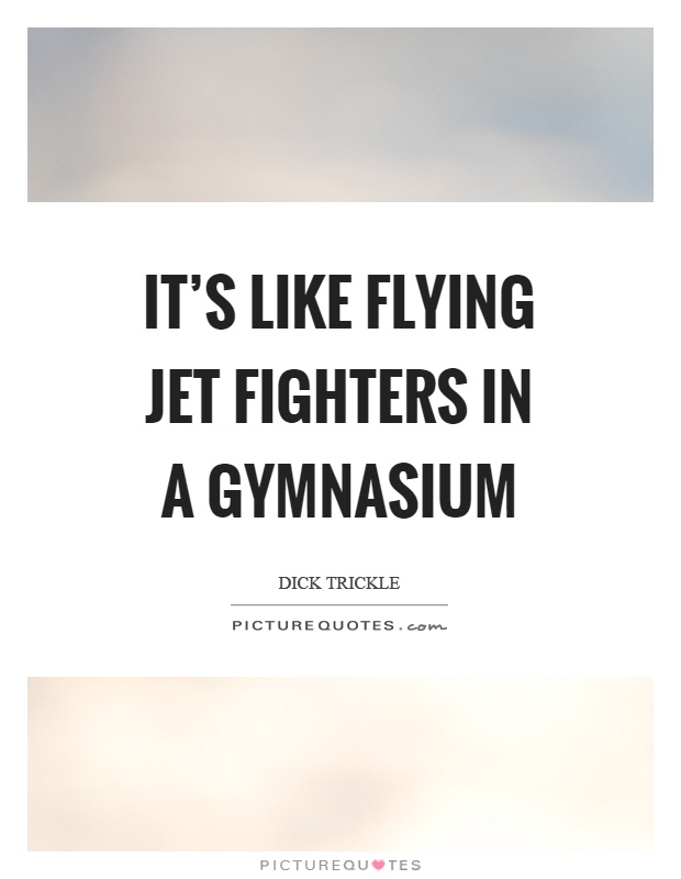 It's like flying jet fighters in a gymnasium Picture Quote #1
