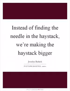Instead of finding the needle in the haystack, we’re making the haystack bigger Picture Quote #1