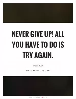 Never give up! All you have to do is try again Picture Quote #1