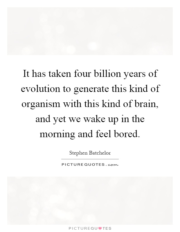 It has taken four billion years of evolution to generate this kind of organism with this kind of brain, and yet we wake up in the morning and feel bored Picture Quote #1