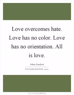 Love overcomes hate. Love has no color. Love has no orientation. All is love Picture Quote #1