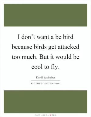 I don’t want a be bird because birds get attacked too much. But it would be cool to fly Picture Quote #1