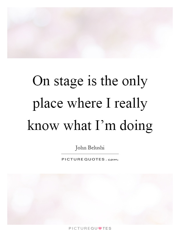 On stage is the only place where I really know what I'm doing Picture Quote #1
