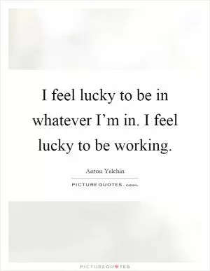 I feel lucky to be in whatever I’m in. I feel lucky to be working Picture Quote #1
