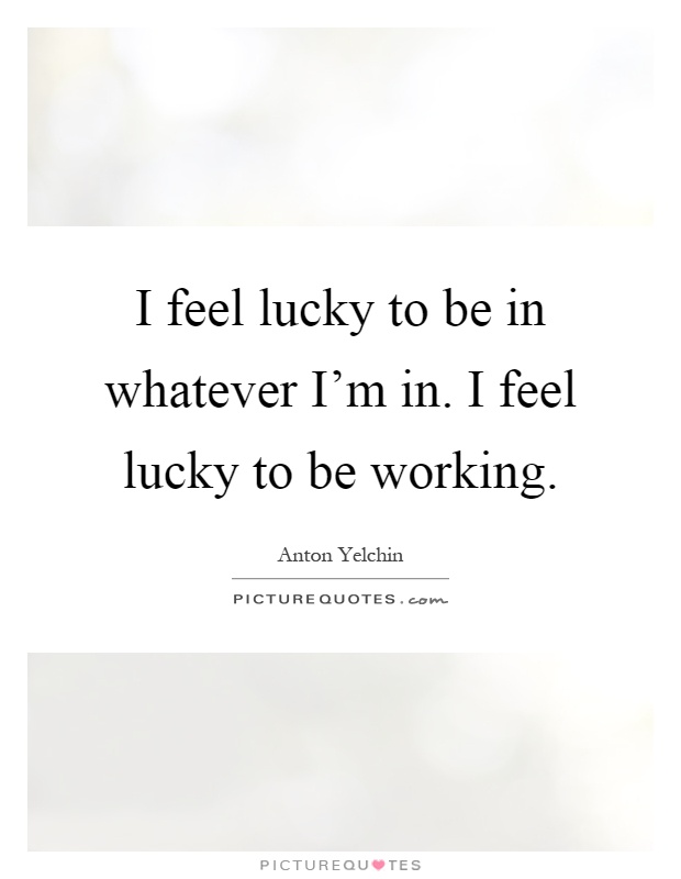 I feel lucky to be in whatever I'm in. I feel lucky to be working Picture Quote #1