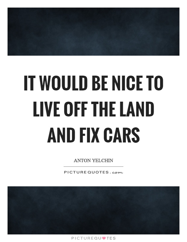 It would be nice to live off the land and fix cars Picture Quote #1