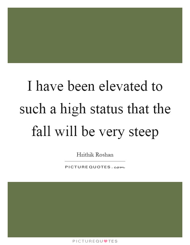 I have been elevated to such a high status that the fall will be very steep Picture Quote #1