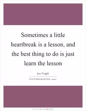 Sometimes a little heartbreak is a lesson, and the best thing to do is just learn the lesson Picture Quote #1