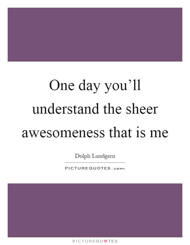 One day you'll understand the sheer awesomeness that is me Picture Quote #1