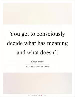 You get to consciously decide what has meaning and what doesn’t Picture Quote #1