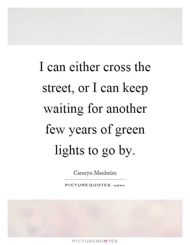 I can either cross the street, or I can keep waiting for another few years of green lights to go by Picture Quote #1