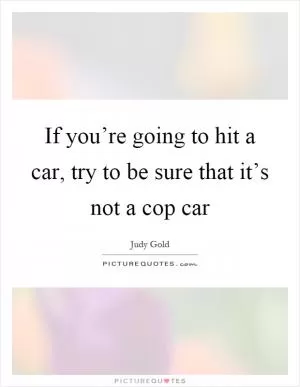 If you’re going to hit a car, try to be sure that it’s not a cop car Picture Quote #1