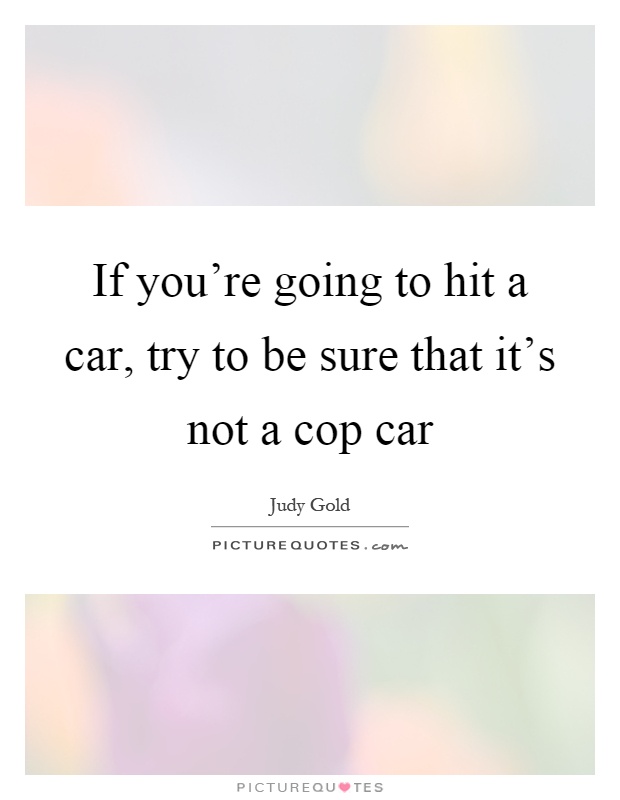 If you're going to hit a car, try to be sure that it's not a cop car Picture Quote #1