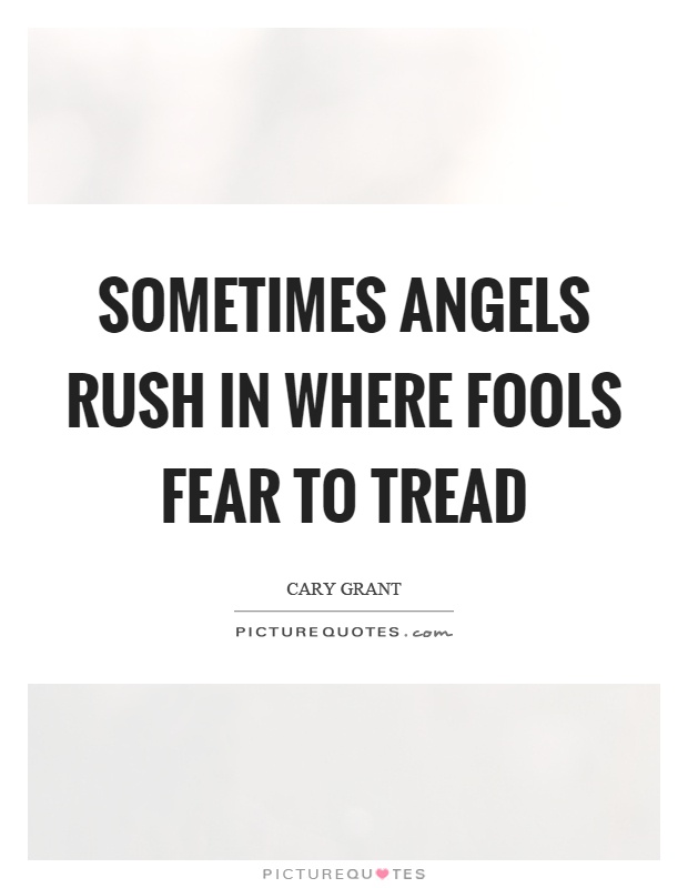Sometimes angels rush in where fools fear to tread Picture Quote #1