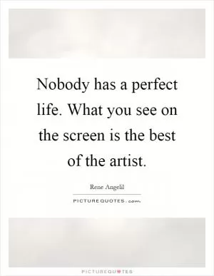Nobody has a perfect life. What you see on the screen is the best of the artist Picture Quote #1