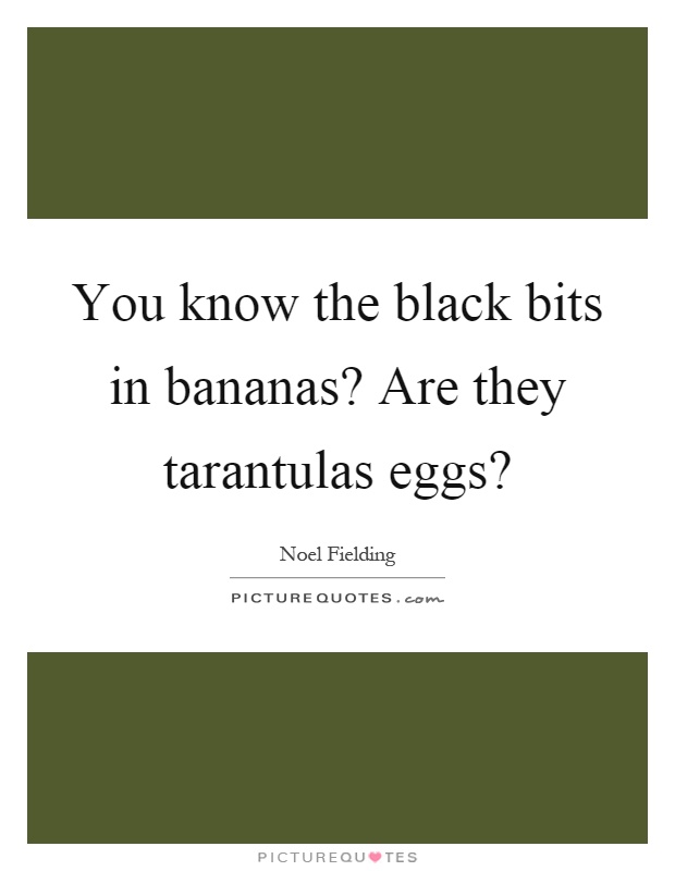 You know the black bits in bananas? Are they tarantulas eggs? Picture Quote #1