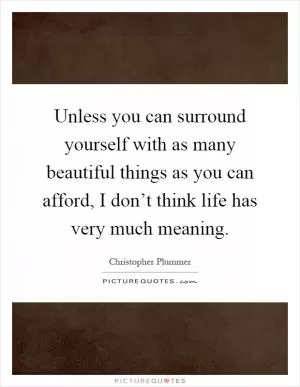 Unless you can surround yourself with as many beautiful things as you can afford, I don’t think life has very much meaning Picture Quote #1