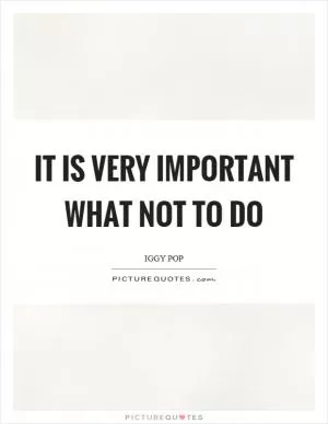 It is very important what not to do Picture Quote #1