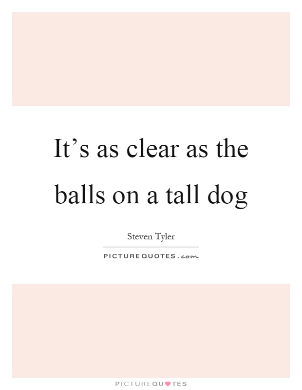It's as clear as the balls on a tall dog Picture Quote #1