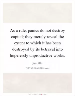 As a rule, panics do not destroy capital; they merely reveal the extent to which it has been destroyed by its betrayal into hopelessly unproductive works Picture Quote #1