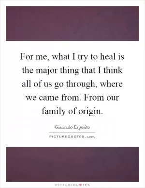 For me, what I try to heal is the major thing that I think all of us go through, where we came from. From our family of origin Picture Quote #1