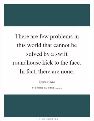 There are few problems in this world that cannot be solved by a swift roundhouse kick to the face. In fact, there are none Picture Quote #1