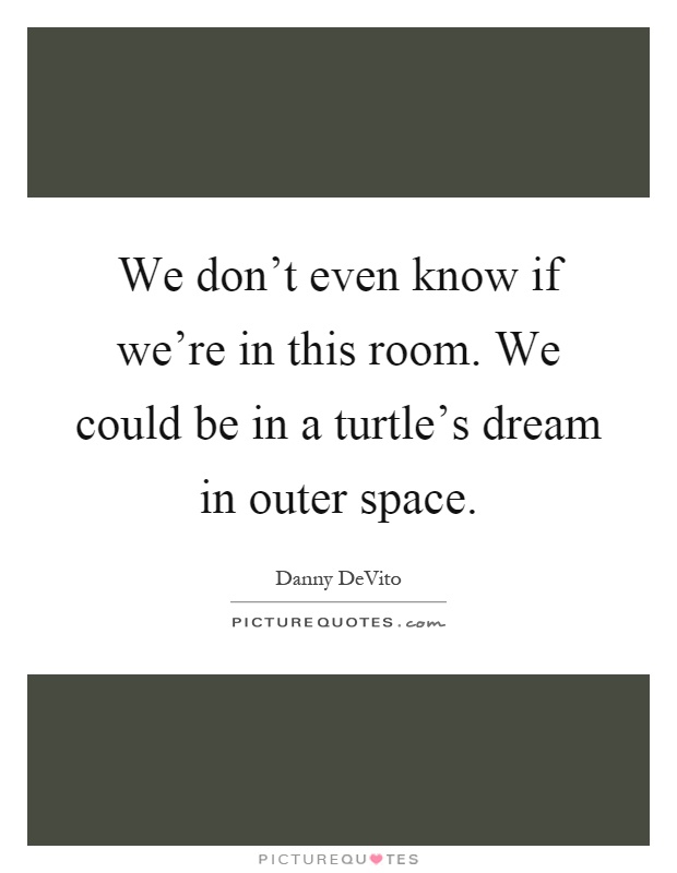 We don't even know if we're in this room. We could be in a turtle's dream in outer space Picture Quote #1