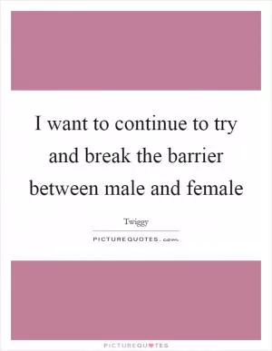 I want to continue to try and break the barrier between male and female Picture Quote #1