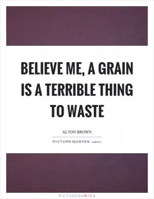 Believe me, a grain is a terrible thing to waste Picture Quote #1