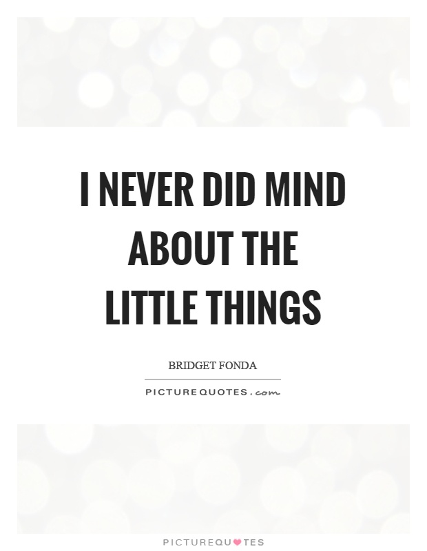 I never did mind about the little things Picture Quote #1