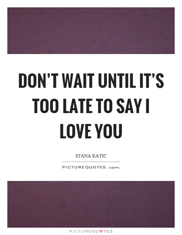 Don't wait until it's too late to say I love you Picture Quote #1