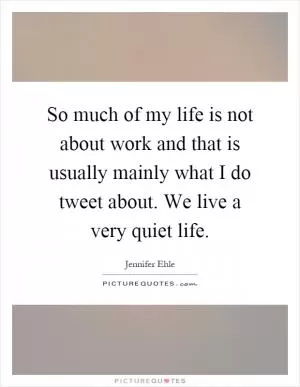 So much of my life is not about work and that is usually mainly what I do tweet about. We live a very quiet life Picture Quote #1