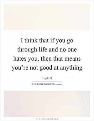 I think that if you go through life and no one hates you, then that means you’re not good at anything Picture Quote #1