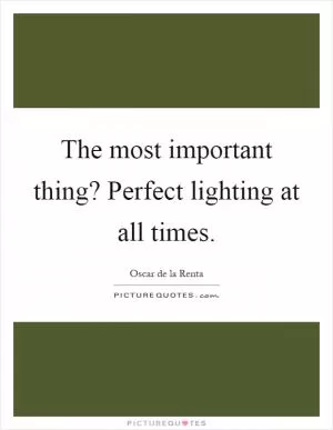 The most important thing? Perfect lighting at all times Picture Quote #1