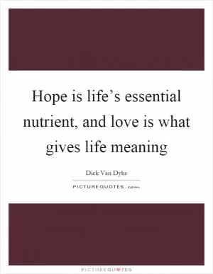 Hope is life’s essential nutrient, and love is what gives life meaning Picture Quote #1