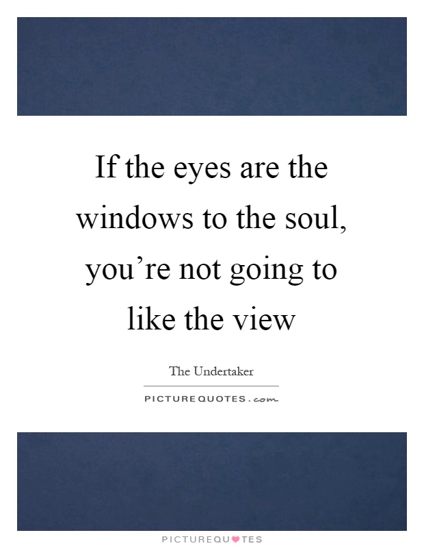 If the eyes are the windows to the soul, you're not going to like the view Picture Quote #1