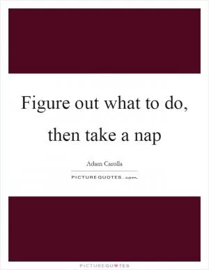 Figure out what to do, then take a nap Picture Quote #1