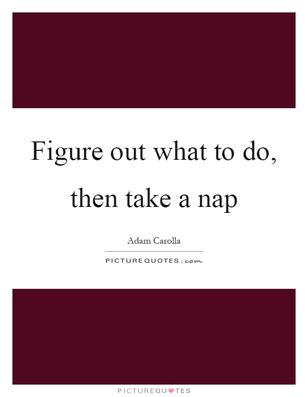 Figure out what to do, then take a nap Picture Quote #1