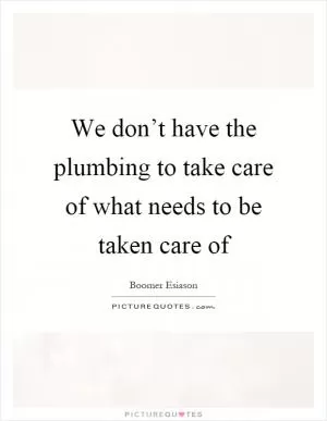 We don’t have the plumbing to take care of what needs to be taken care of Picture Quote #1