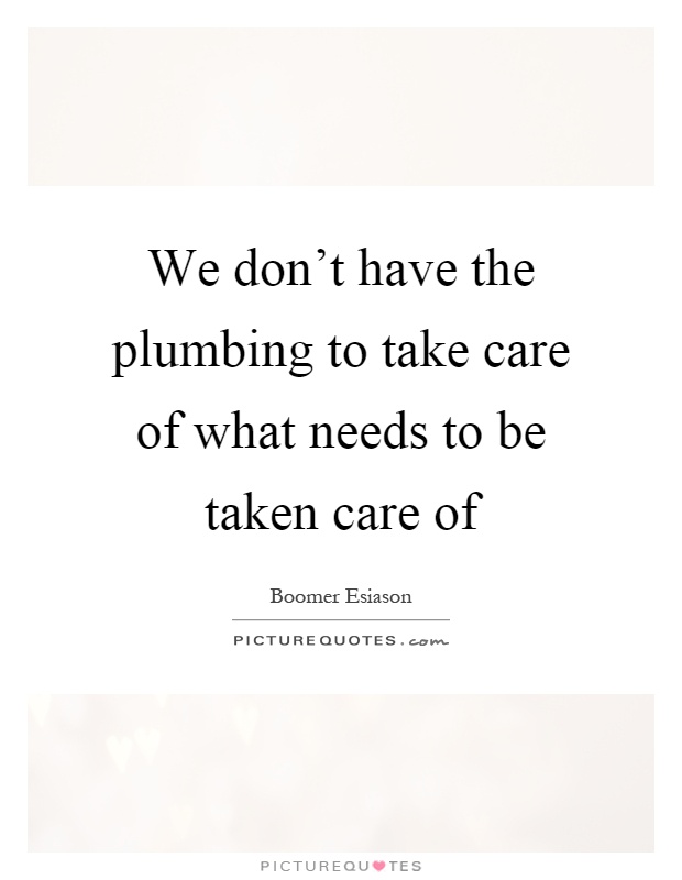 We don't have the plumbing to take care of what needs to be taken care of Picture Quote #1