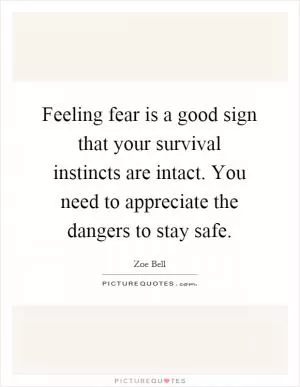 Feeling fear is a good sign that your survival instincts are intact. You need to appreciate the dangers to stay safe Picture Quote #1