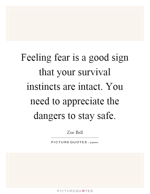Feeling fear is a good sign that your survival instincts are intact. You need to appreciate the dangers to stay safe Picture Quote #1