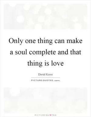 Only one thing can make a soul complete and that thing is love Picture Quote #1