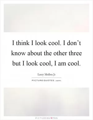 I think I look cool. I don’t know about the other three but I look cool, I am cool Picture Quote #1