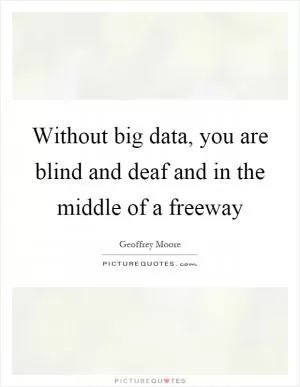 Without big data, you are blind and deaf and in the middle of a freeway Picture Quote #1