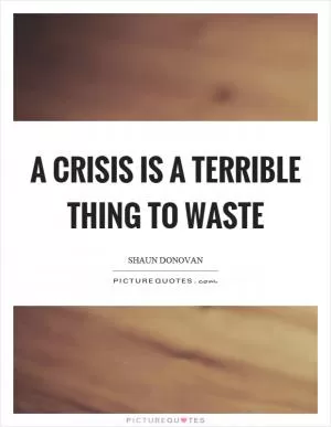 A crisis is a terrible thing to waste Picture Quote #1