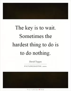 The key is to wait. Sometimes the hardest thing to do is to do nothing Picture Quote #1