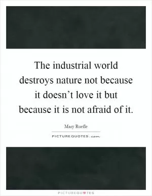 The industrial world destroys nature not because it doesn’t love it but because it is not afraid of it Picture Quote #1