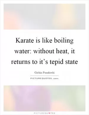 Karate is like boiling water: without heat, it returns to it’s tepid state Picture Quote #1
